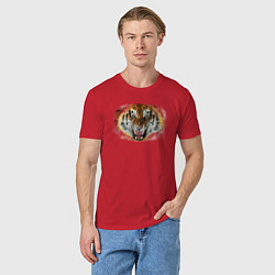 Футболка хлопковая мужская Пламенный тигр, цвет: красный — фото 2