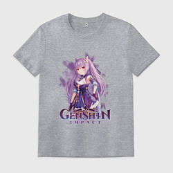 Футболка хлопковая мужская Кэ Цин Keqing Genshin Impact, цвет: меланж