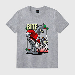 Футболка хлопковая мужская Bite my merry xmASS, цвет: меланж