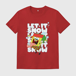 Футболка хлопковая мужская LET IT SNOW ГУБКА БОБ, цвет: красный