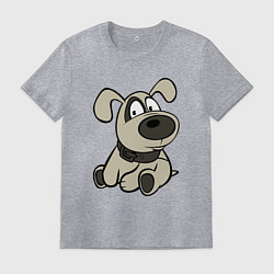 Футболка хлопковая мужская Щенок глазастый бежевый, цвет: меланж