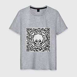 Футболка хлопковая мужская QR Skull, цвет: меланж