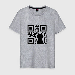 Футболка хлопковая мужская CAT QR CODE, цвет: меланж