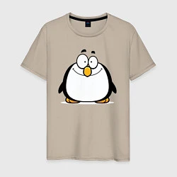 Футболка хлопковая мужская Глазастый пингвин, цвет: миндальный