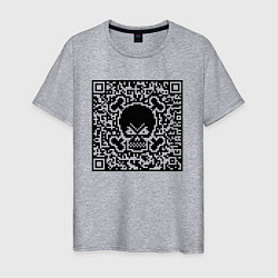 Футболка хлопковая мужская SKULL & BONES QR-code, цвет: меланж