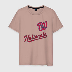 Футболка хлопковая мужская Washington Nationals - baseball team!, цвет: пыльно-розовый