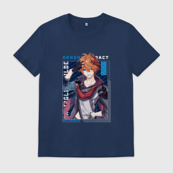 Футболка хлопковая мужская Тарталья Tartaglia, Genshin Impact Геншин импакт, цвет: тёмно-синий