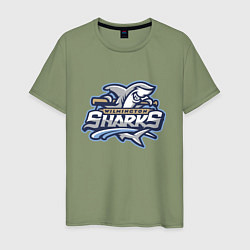 Футболка хлопковая мужская Wilmington sharks -baseball team, цвет: авокадо