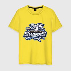 Футболка хлопковая мужская Wilmington sharks -baseball team, цвет: желтый