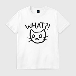Футболка хлопковая мужская WHAT?! ЧТО?!, цвет: белый