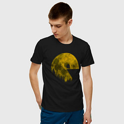 Футболка хлопковая мужская Pac-man moon Пакмен луна, цвет: черный — фото 2