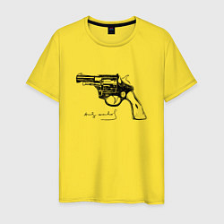 Футболка хлопковая мужская Andy Warhol revolver sketch, цвет: желтый