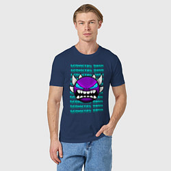 Футболка хлопковая мужская GEOMETRY DASH ФИОЛЕТОВЫЙ ДЕМОН ГЕОМЕТРИЯ, цвет: тёмно-синий — фото 2