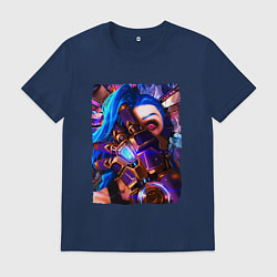 Футболка хлопковая мужская ARCANE LOL JINX FACE LEAGUE OF LEGENDS, цвет: тёмно-синий