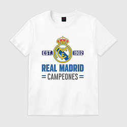 Футболка хлопковая мужская Real Madrid Реал Мадрид, цвет: белый