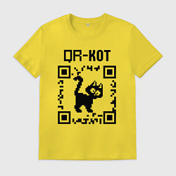Футболка хлопковая мужская QR кот КОТИК, цвет: желтый