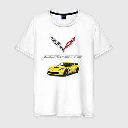 Футболка хлопковая мужская Chevrolet Corvette motorsport, цвет: белый