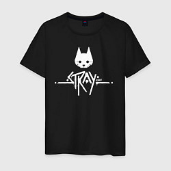 Футболка хлопковая мужская Stray: White Logo, цвет: черный