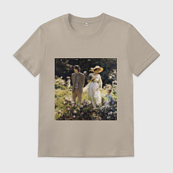 Футболка хлопковая мужская Among the Laurel Blossoms, цвет: миндальный