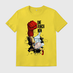 Футболка хлопковая мужская Saitama One Punch, цвет: желтый