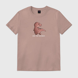 Футболка хлопковая мужская Dino Love you this much, цвет: пыльно-розовый