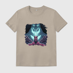Футболка хлопковая мужская Террорблэйд арт, цвет: миндальный