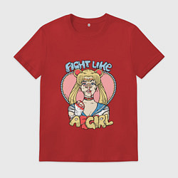 Футболка хлопковая мужская Sailor Moon файт 001, цвет: красный