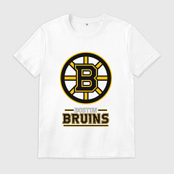 Футболка хлопковая мужская Boston Bruins , Бостон Брюинз, цвет: белый