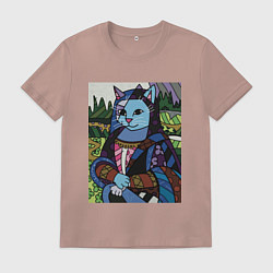 Футболка хлопковая мужская Mona Cat2, цвет: пыльно-розовый