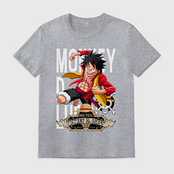 Футболка хлопковая мужская One Piece Monkey Большой Куш Манки, цвет: меланж