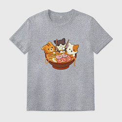 Футболка хлопковая мужская Kawaii Cat Ramen, цвет: меланж