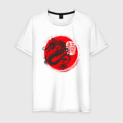 Футболка хлопковая мужская Ниндзя дракон Япония, цвет: белый