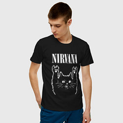 Футболка хлопковая мужская Nirvana Rock Cat, НИРВАНА цвета черный — фото 2