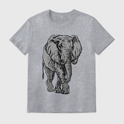 Футболка хлопковая мужская Огромный могучий слон, цвет: меланж