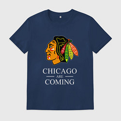 Футболка хлопковая мужская Chicago are coming, Чикаго Блэкхокс, Chicago Black, цвет: тёмно-синий