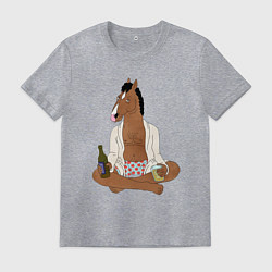 Футболка хлопковая мужская Медитирующий БоДжек, цвет: меланж