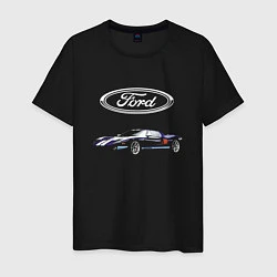 Футболка хлопковая мужская Ford Racing, цвет: черный