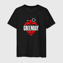 Футболка хлопковая мужская Green day рок группа, цвет: черный