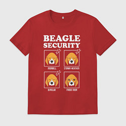 Футболка хлопковая мужская Бигль - Охрана, цвет: красный
