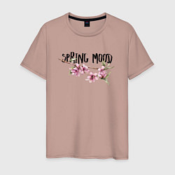 Футболка хлопковая мужская Sakura Spring Mood, цвет: пыльно-розовый