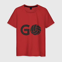 Футболка хлопковая мужская Go Volleyball, цвет: красный