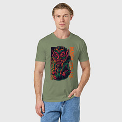 Футболка хлопковая мужская Ложь в маске, цвет: авокадо — фото 2
