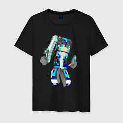 Футболка хлопковая мужская Minecraft Warrior!, цвет: черный