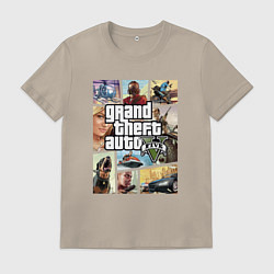 Футболка хлопковая мужская GTA V Logos, цвет: миндальный