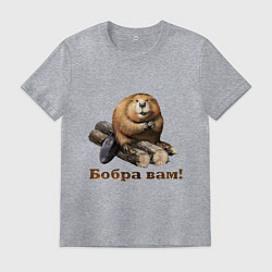 Футболка хлопковая мужская Бобра вам!, цвет: меланж