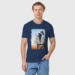 Футболка хлопковая мужская Warrior of desert, цвет: тёмно-синий — фото 2