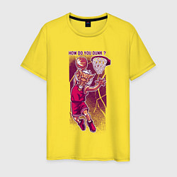 Футболка хлопковая мужская Кабан баскетболист, цвет: желтый