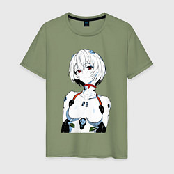 Футболка хлопковая мужская Рей Аянами Rei Ayanami Ева Евангелион, цвет: авокадо