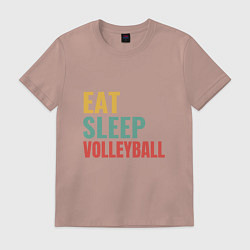 Футболка хлопковая мужская Eat - Sleep - Volleyball, цвет: пыльно-розовый