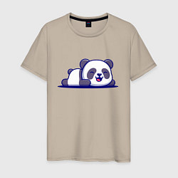 Футболка хлопковая мужская Милашка панда Cutie panda, цвет: миндальный